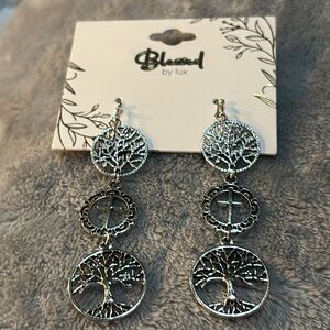 Blessed - Silver Tree of Life Dangle Earrings